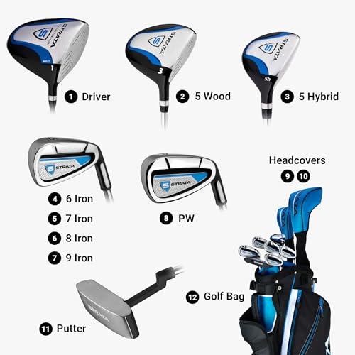         Callaway Golf Men's Strata Complete 12 Piece Package Set (Right Hand, Steel), Blue       